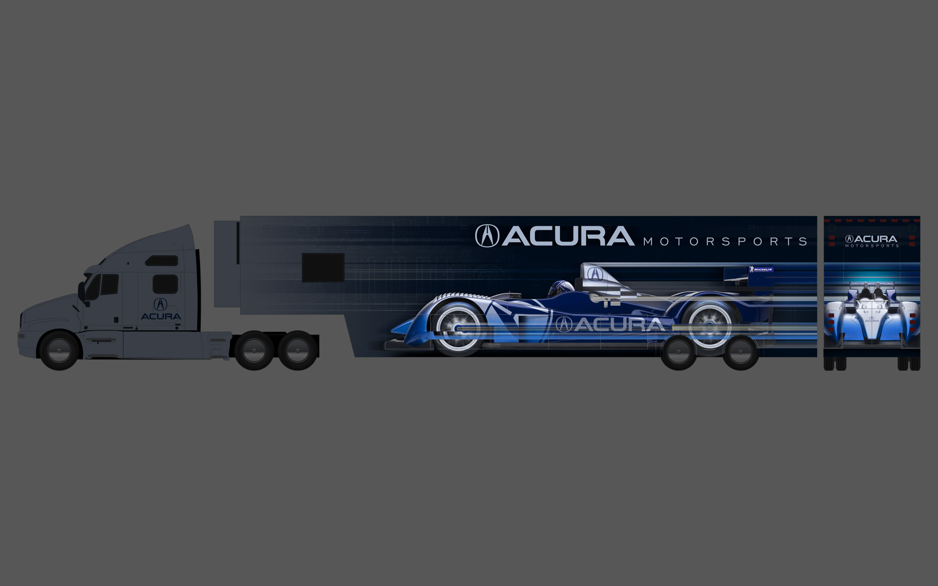 Honda Performance Development Acura Motorsports Factory Support Transporter Livery Elevations