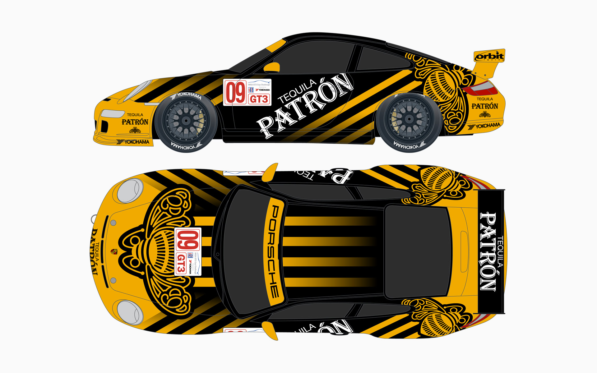 Orbit Racing Pu00e1tron Au00f1ejo Porsche 911 GT3 Cup Livery Elevations