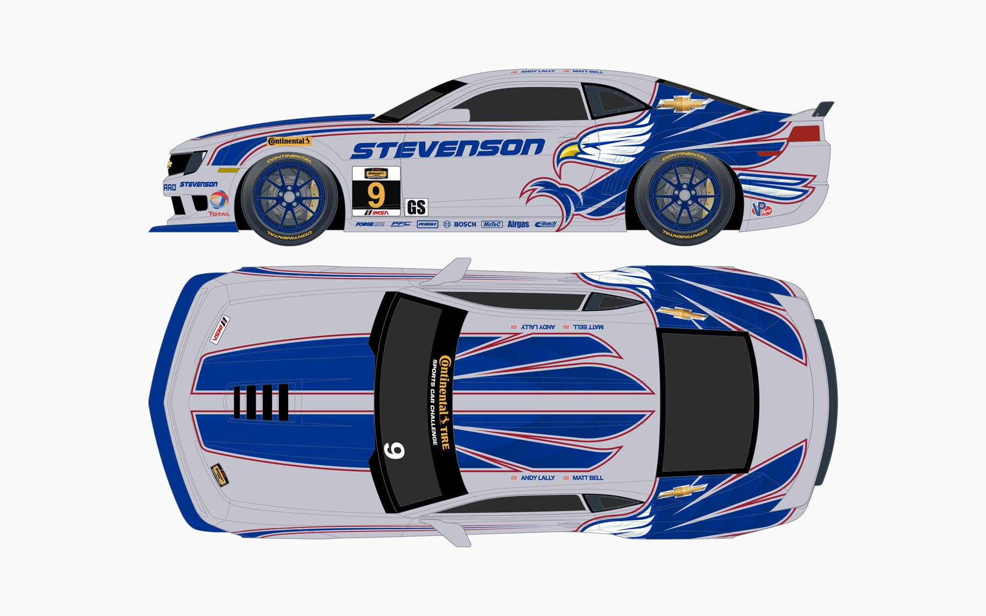 2014 Stevenson Motorsports Chevy Camaro Z28R GT Livery Elevations